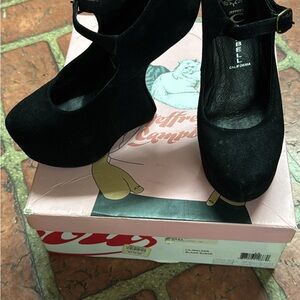 Jeffrey Campbell Black Suede Mary Jane Platform Heels